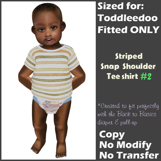 [Back to Basics] Striped 2 snap shoulder tee 