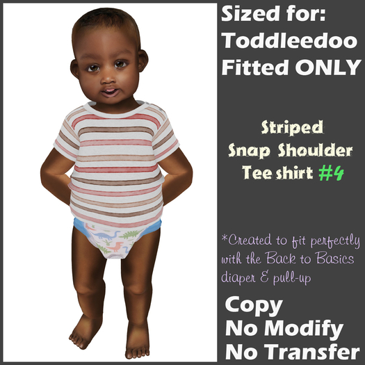 [Back to Basics] Striped 4 snap shoulder tee 
