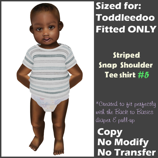 [Back to Basics] Striped 5 snap shoulder tee 