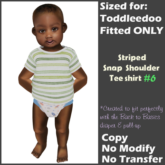 [Back to Basics] Striped 6 snap shoulder tee 