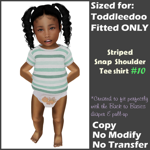 [Back to Basics] Striped 10 snap shoulder tee 