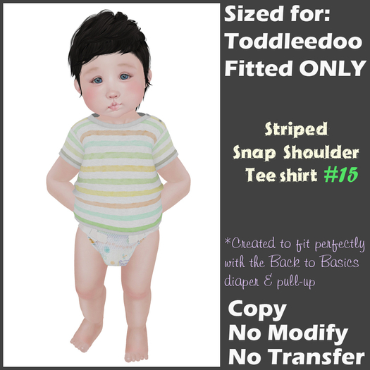 [Back to Basics] Striped 15 snap shoulder tee 