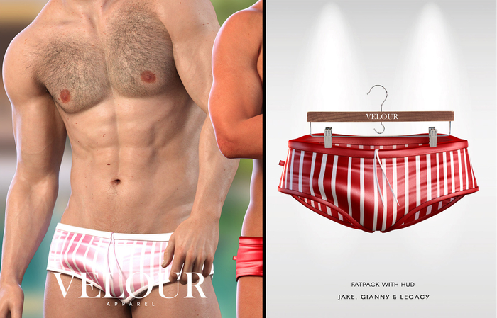 VELOUR APPAREL: "Faenzo" Swim Trunks (Stripes no. 1)