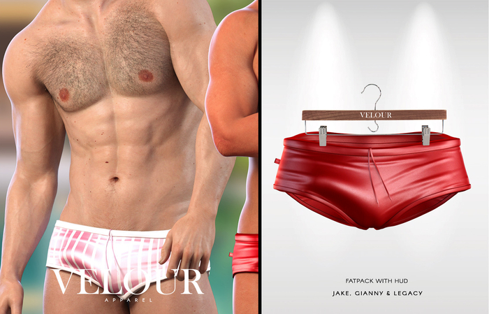 VELOUR APPAREL: "Faenzo" Swim Trunks (Red)