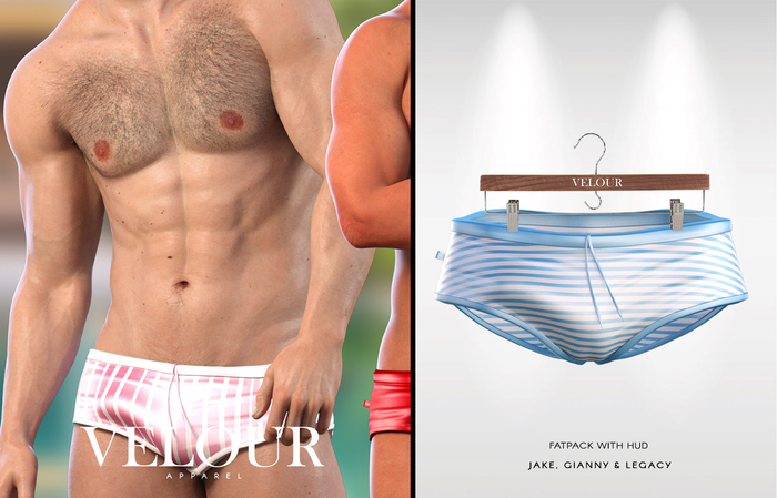 VELOUR APPAREL: "Faenzo" Swim Trunks (Stripes no. 5)