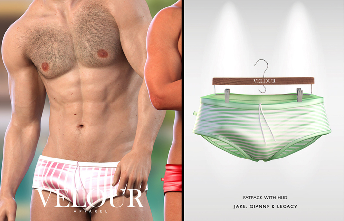 VELOUR APPAREL: "Faenzo" Swim Trunks (Stripes no. 4)