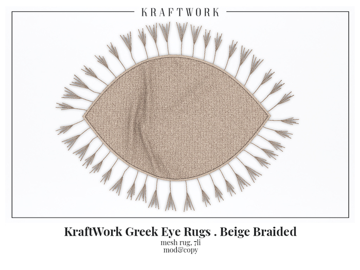 KraftWork Greek Eye Rugs . Beige Braided (Add Me)