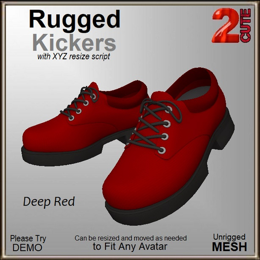Second Life Marketplace - Rugged Kickers [2cute] Deep Red