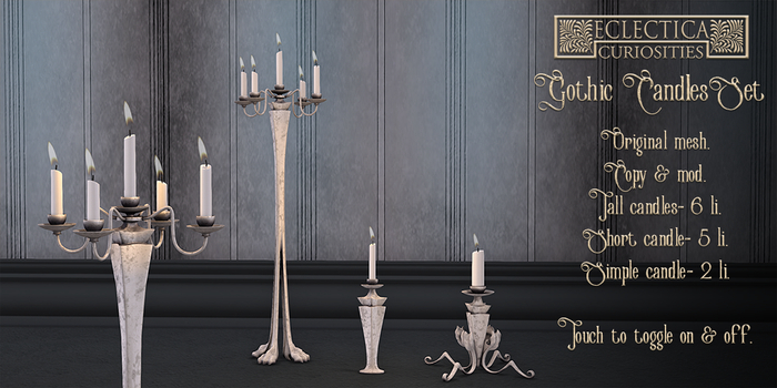 Eclectica Curiosities Gothic Candles- silver