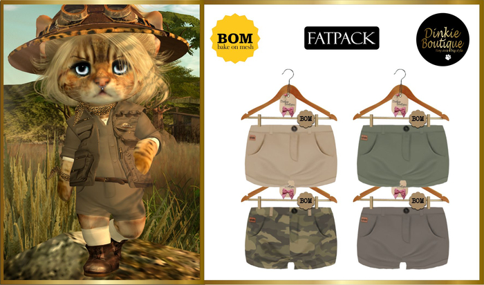 *DB* DINKIES SAFARI BOM SHORTS* Fatpack