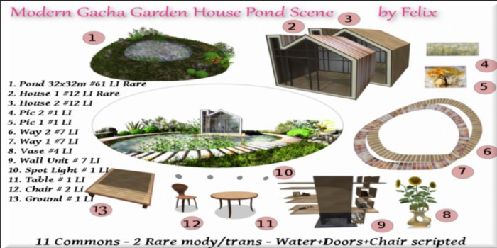Gacha Modern Garden House Pond Scene #Sunflower Vase# 4 Prim