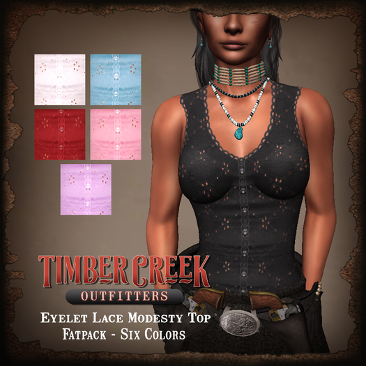 [Timber Creek] Eyelet Lace Long Modesty Top-Fatpack