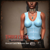 [Timber Creek] Eyelet Lace Long Modesty Top-Turquoise