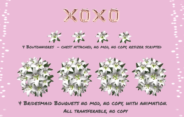 XOXO Wedding Flowers  Bridesmaid Bouquets and Boutonniere Lily