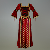Red Fleur de Lis Maitreya Medieval Dress