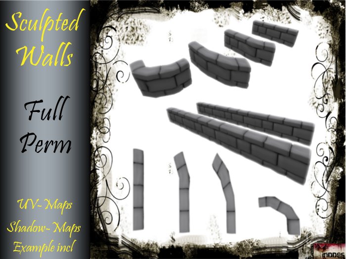 sculpted stonewalls FULL PERM UV+Shdw-Maps