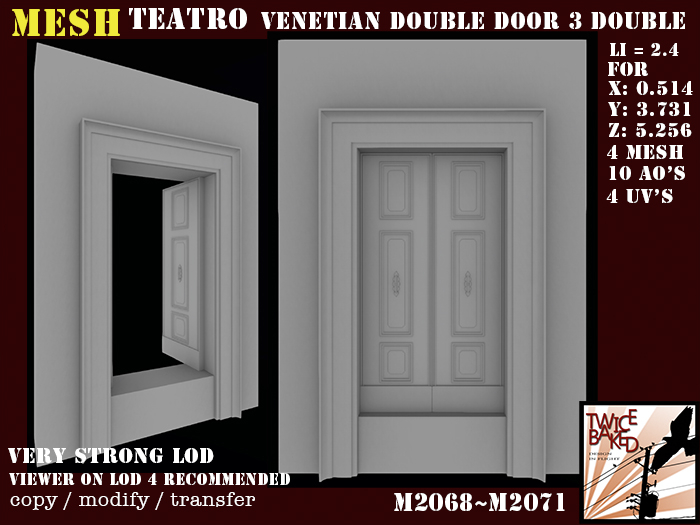 "TB" Teatro Venetian double door M2068 M2071