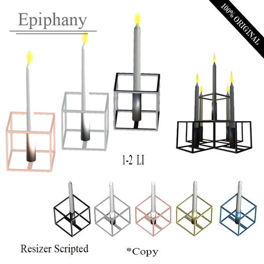Stackable Cube Candles and Holders (5 Textures, 10 Variations, Original Mesh)