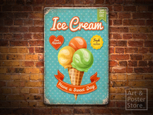 ICE CREAM Rusty Vintage Metal Sign POSTER