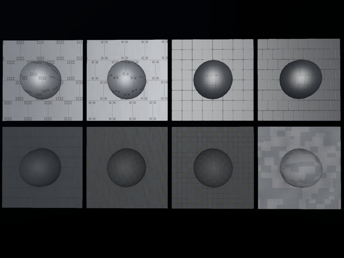 8 Full Perm Seamless 3D Metal Plates Materials Textures