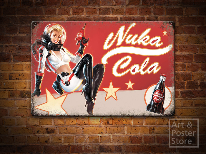  NUKA COLA Retro Themed Dystopian Poster | Rusty Metal Style Ad Sign