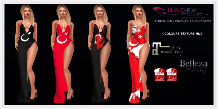 RADEX Mesh Turkish 2 All Colours Wrap High Slit Dress