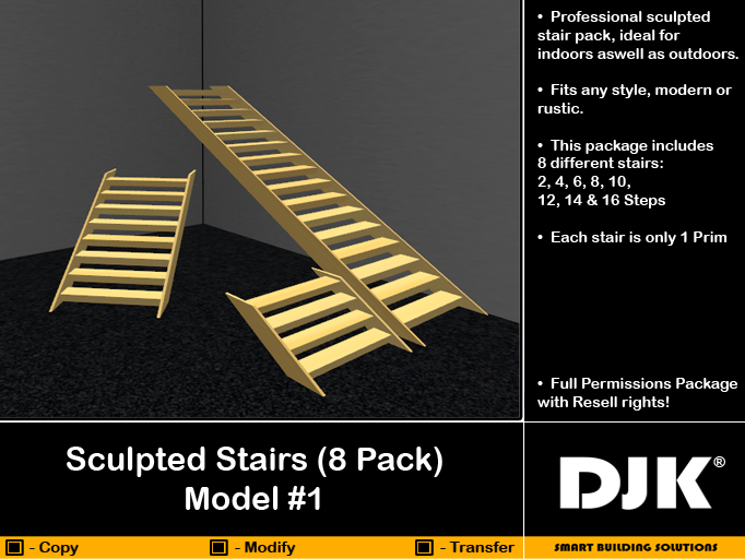 DJK -- Sculpted Stairs (Model #1 - 8 Pack)