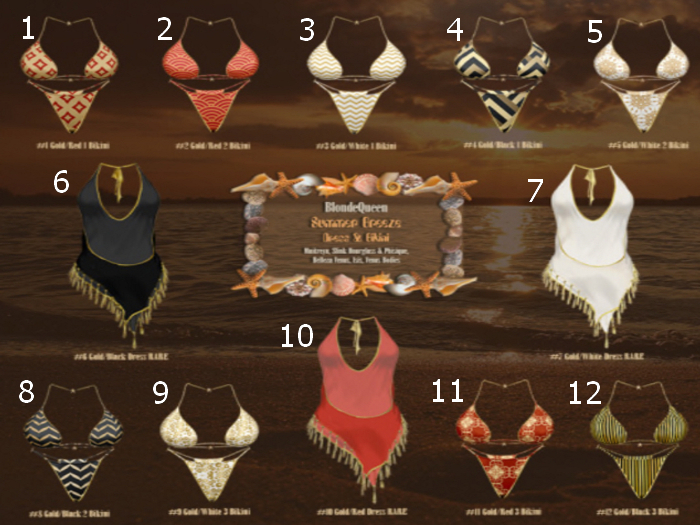 #9 BQ ::Summer Breeze Bikini:: Gold/White 3 (wear to unpack)