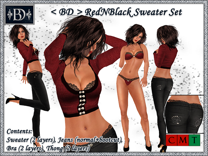 < BD > RedNBlack Sweater Set
