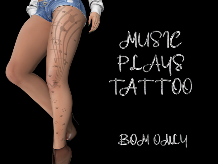 Play Music Left Leg Tattoo
