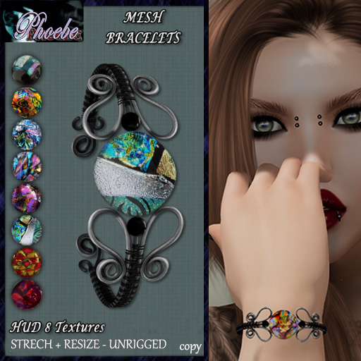 *P* Crystal Stone Mesh Bracelets ~8 Crystals HUD~ v1