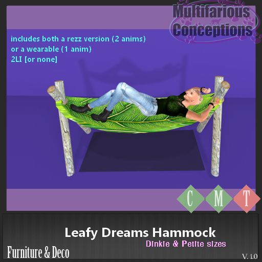[MC] Leafy Dreams Hammock 4  Dinkies & petites(wear to unpack)