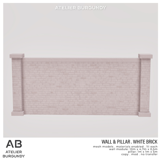 Atelier Burgundy . Wall & Pillar White Brick *ADD*