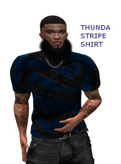 THUNDA stripe blu tee