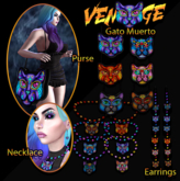 17. VENGE - Gacha  - Gato Muerto Earrings -  Purple Cross