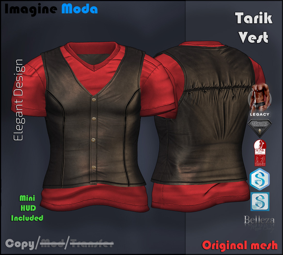 Tarik Vest Short {Red} Aesthetic, Gianni, Geralt, Slink, Jake, Legacy -Imagine Moda-