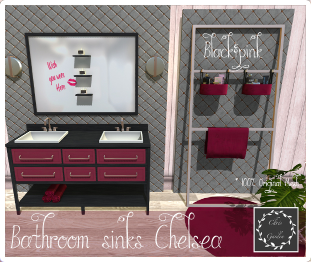 C*Bathroom set Chelsea "Black & pink"
