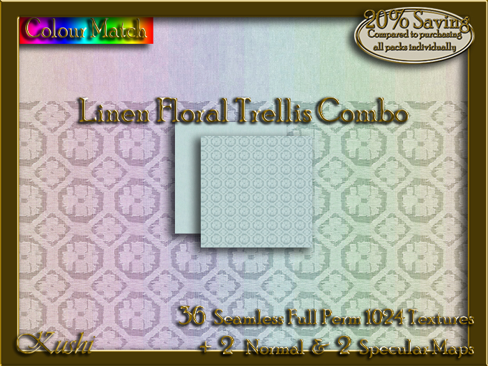 Linen Floral Trellis Combo Seamless Texture Set