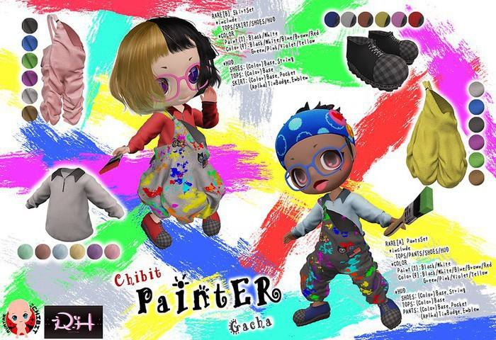 ,',RxH,',CHIBIT PAINTER PANTS(White)