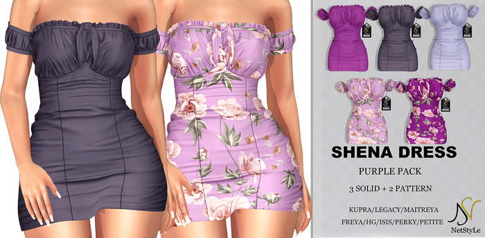 NetStyLe Shena Dress PURPLE (SOLID & PATTERN)