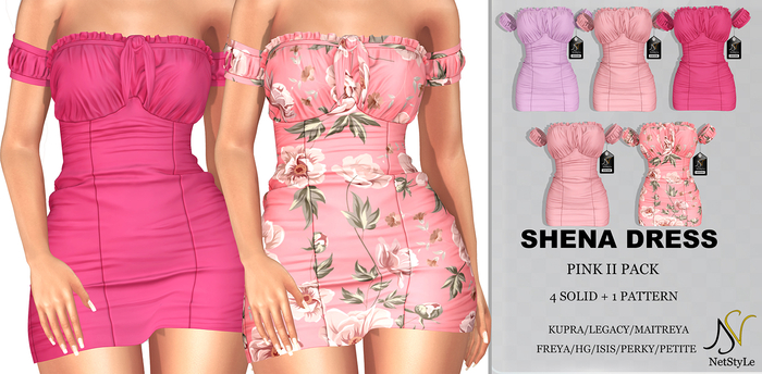 NetStyLe Shena Dress PINK 2 (SOLID & PATTERN)