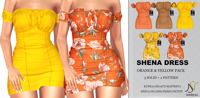 NetStyLe Shena Dress ORANGE (SOLID & PATTERN)
