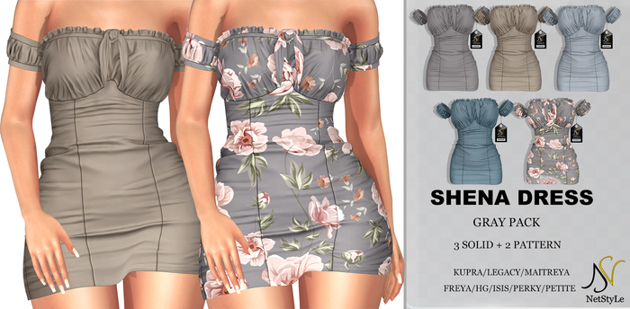 NetStyLe Shena Dress GRAY (SOLID & PATTERN)