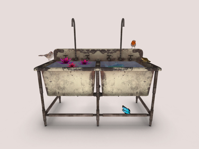 Sink With Animated Birds