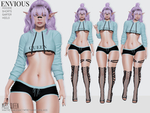 Womens Outfit Envious - Miss Queen - Hoodie Shorts Garter Heels Fitted for Maitreya Legacy Freya Hourglass