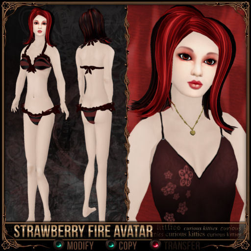 =^.^= Curious Kitties - Strawberry Fire Avatar Set