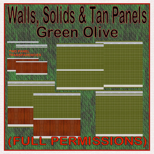 FP, Wall Interior Solids Tan Panel Rails 5 Green Olive