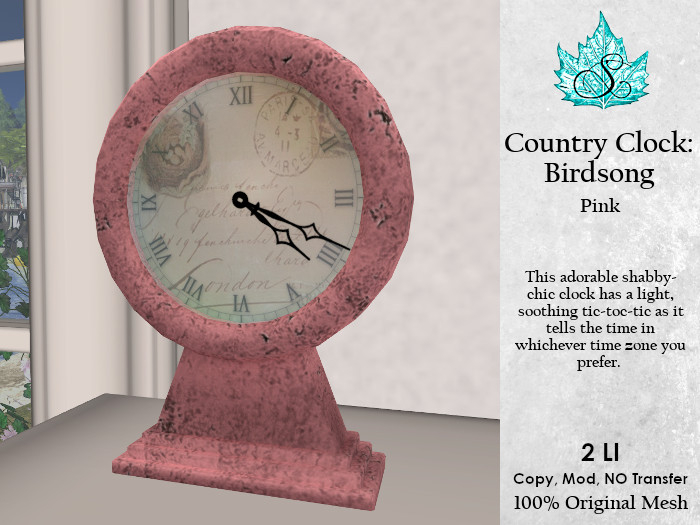 Country Clock: Birdsong - Pink