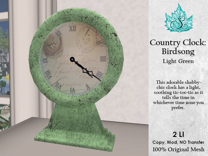 Country Clock: Birdsong - Light Green