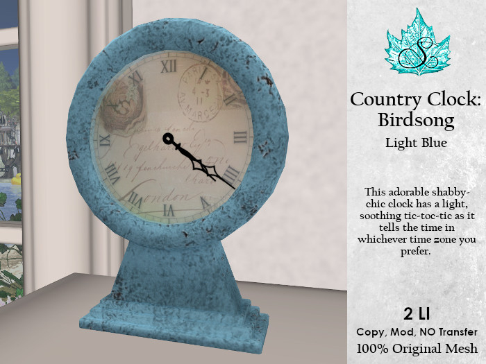 Country Clock: Birdsong - Light Blue